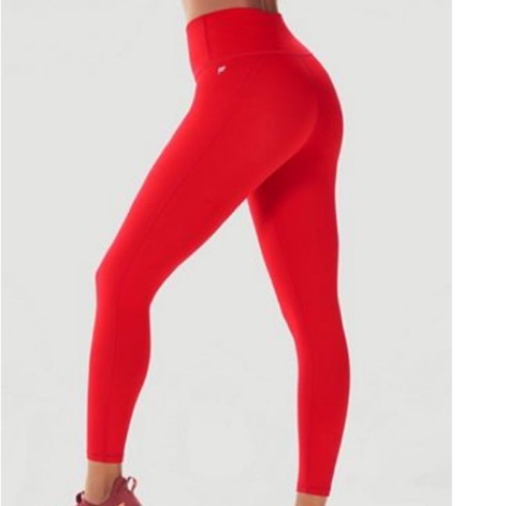 Fabletics Sculptknit red leggings persimmon M